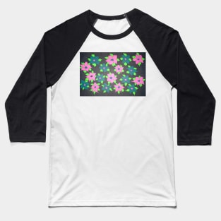 Bold Flowers in Pink and Blue Baseball T-Shirt